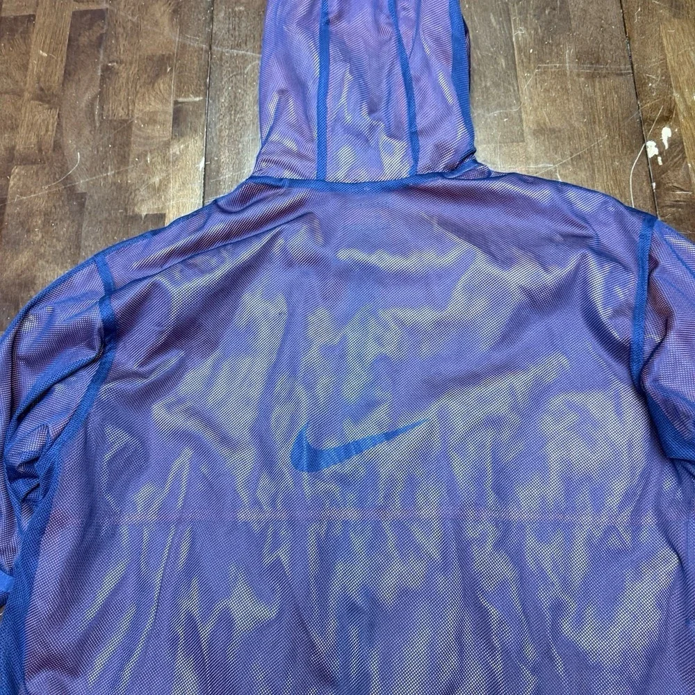 Vtg Nike Windbreaker Jacket Kids XL 16 Purple Orange Mesh Hooded Full Zip Swoosh